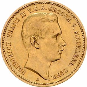Pièce 10 Mark Or Friedrich Franz IV 1901 Recto