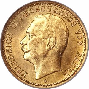 Pièce 10 Mark Or Friedrich II 1909 à 1913 Recto