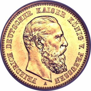 Pièce 10 Mark Or Friedrich III 1888 Recto