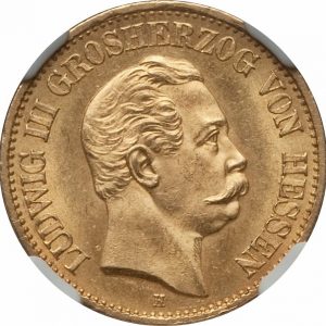 Pièce 10 Mark Or Ludwig III 1872 à 1877 Recto