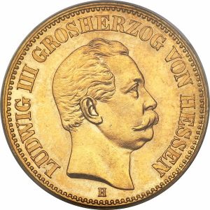 Pièce 20 Mark Or Ludwig III 1872 à 1874 Recto