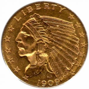 Piece 2,5 Dollars Or Indien 1908 à 1929 Recto
