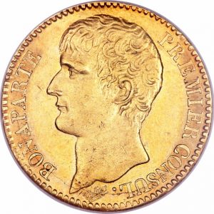 Pièce 40 Francs Or Bonaparte An XI et An 12 Recto