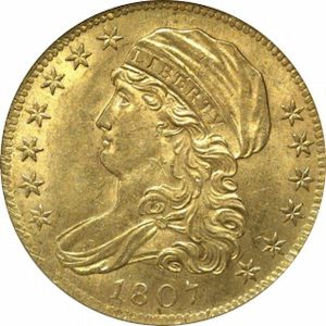 Pièce 5 Dollars Or Liberty 1807 à 1812 Recto