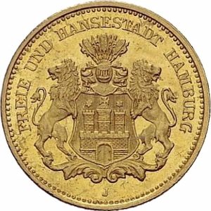 Pièce 5 Mark Or Hambourg 1877