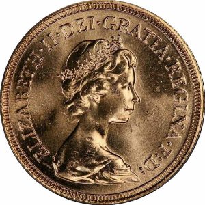 Pièce Or Souverain Elizabeth de 1974 à 1984 - 2ème Effigie