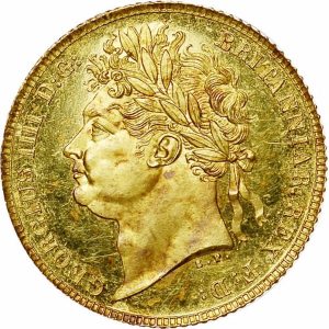 Piece Or Souverain George IV de 1825 à 1830 - Revers Armoiries