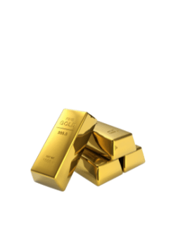3 gold bar white background