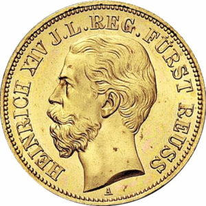 Pièce 10 Mark Or Heinrich XIV 1882 Recto