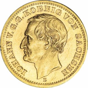 Pièce 10 Mark Or Johann de Saxe 1872 et 1873 Recto