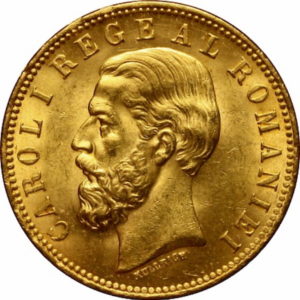 Pièce 20 Lei Or Carol I 1883 à 1890 Recto