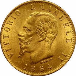 Pièce 20 Lire Or Victor Emmanuel II - Union Latine Recto