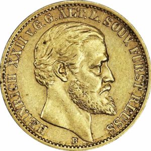 Pièce 20 Mark Or Heinrich XXII 1875 Recto