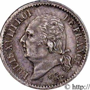 Pièce quart Franc Louis XVIII 1817 à 1824 recto