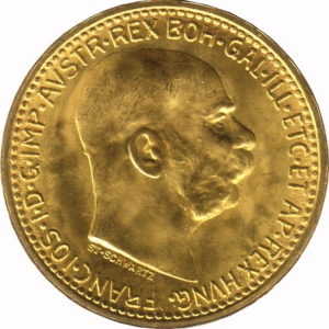 Pièce 10 Couronnes Or François Joseph I 1896 à 1912 Recto