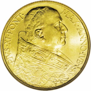 Pièce 100 Lires Or Pie XI Jubilé 1933 Recto