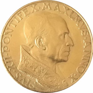 Pièce 100 Lires Or Pie XII Jubilé 1942 à 1949 Recto