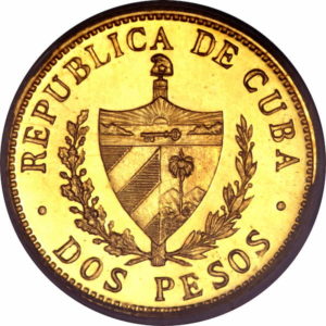 Pièce 2 Pesos Or 1915 et 1916 Recto