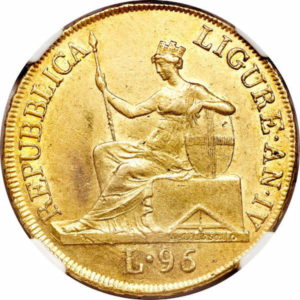 Piece Or de 96 Lire - République Ligure Recto