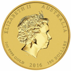 Pièce Singe Lunar Or 2016 Recto