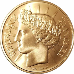 Pièce 100 Francs Or Fraternité 1988 recto