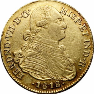 Pièce 4 Escudos Or Ferdinand VII Colombie 1818-1819