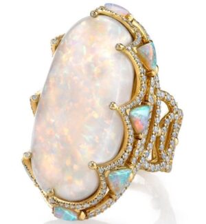 14k Gold 4ct Fire Opal 3ct Natural Diamond Engagement Ring _ Etsy
