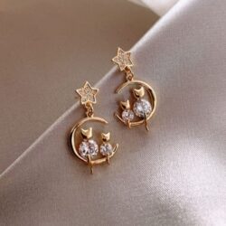 Boucles d'oreilles lune pendentif - Lune