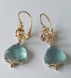 Dalben Aquamarine Diamond Gold Earrings