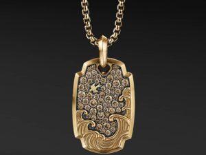 David Yurman Waves Pendant In 18K Yellow Gold With Pave Cognac Diamonds - Cognac Diamond - One Size.jpeg