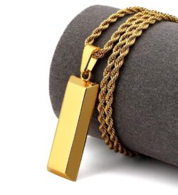 Egyptian GOLD BAR Necklace in 18K Gold Filled with Diamond Cut Chain