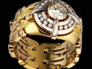 Gold Color Watch Shape Rings For Men_Women Punk Party Shiny White CZ Couple Ring Versatile Statement Unisex Jewelry - 10 _ White _ Two Tone.jpeg