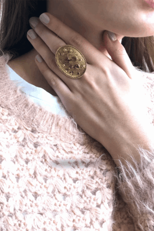 Grande bague ovale dorée - Poggi