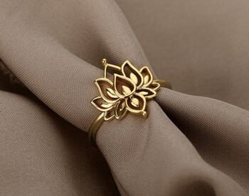 Lotus Rings For Women Vintage Gothic Stainless Steel Flora Couple Ring - JZ2017 _ silver plated