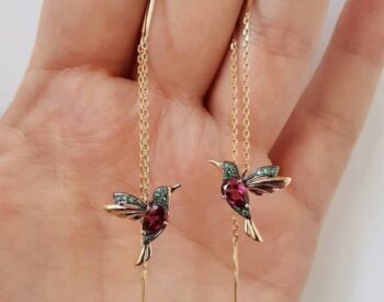 Magnifiques Boucles d'oreilles pampilles à fil Long pour femme, bijoux Vintage, Couleur Or ou Argent, Arc brillant géométrique, Mode - Y8027 Pierre Rouge