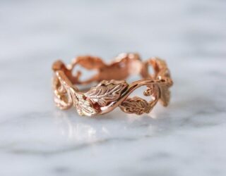 Nature Wedding Band for Woman Oak Leaf Ring Swirls Ring _ Etsy