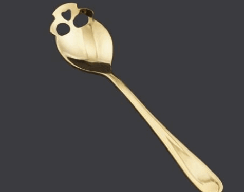 Petite Cuillère Tête de Mort Or 15cm