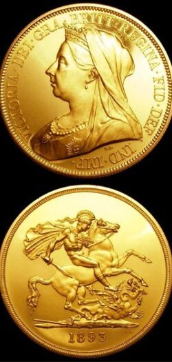 Pièce de 5£ or de 1893, commémorant le jubilé de…